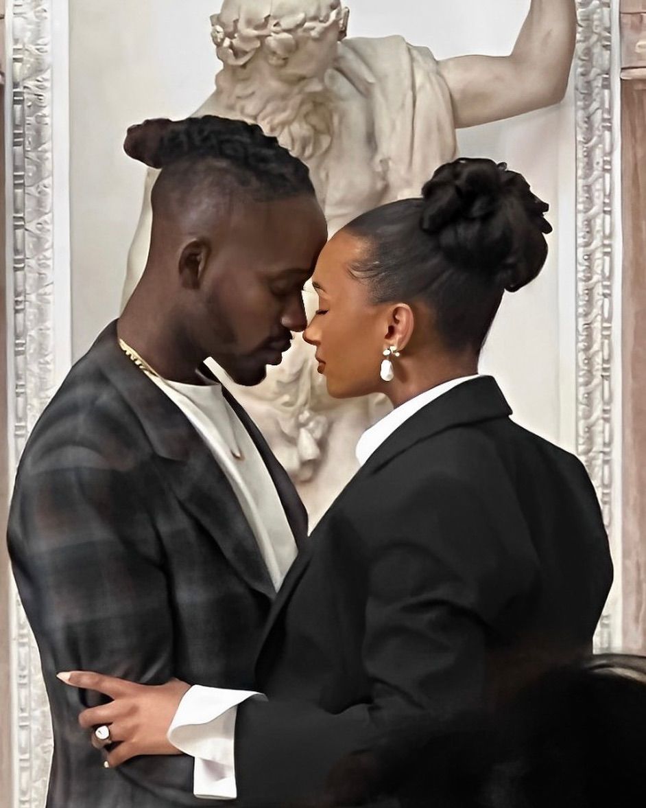 Mr Eazi and Temi Otedola at their wedding, intimate portrait