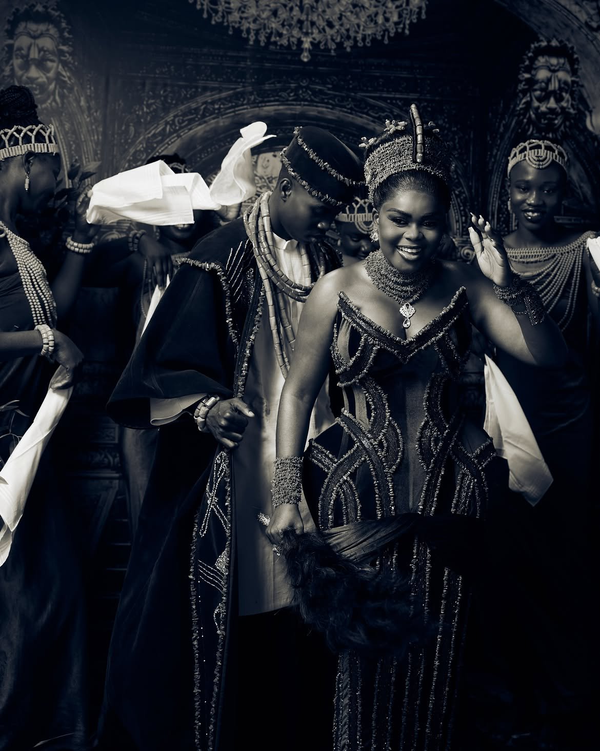 Peller and Jarvis Traditional Edo Wedding in regal Benin inspired outfits