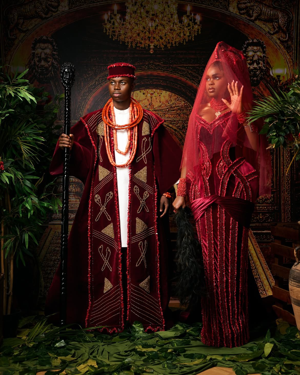 Peller and Jarvis Traditional Edo Wedding in regal Benin inspired attire